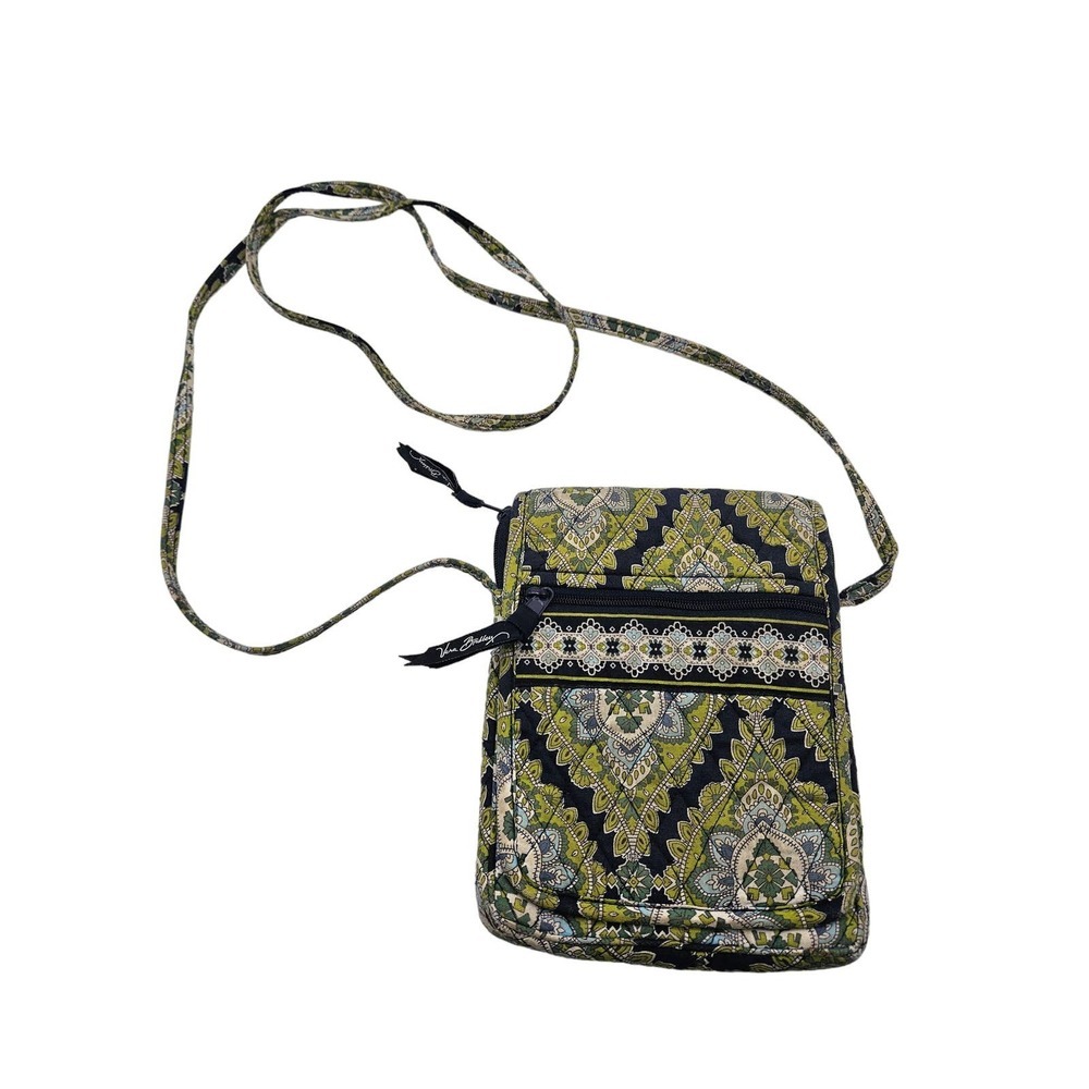 Vera Bradley RETIRED Cambridge Print‎ Crossbody Bag Green Black Blue